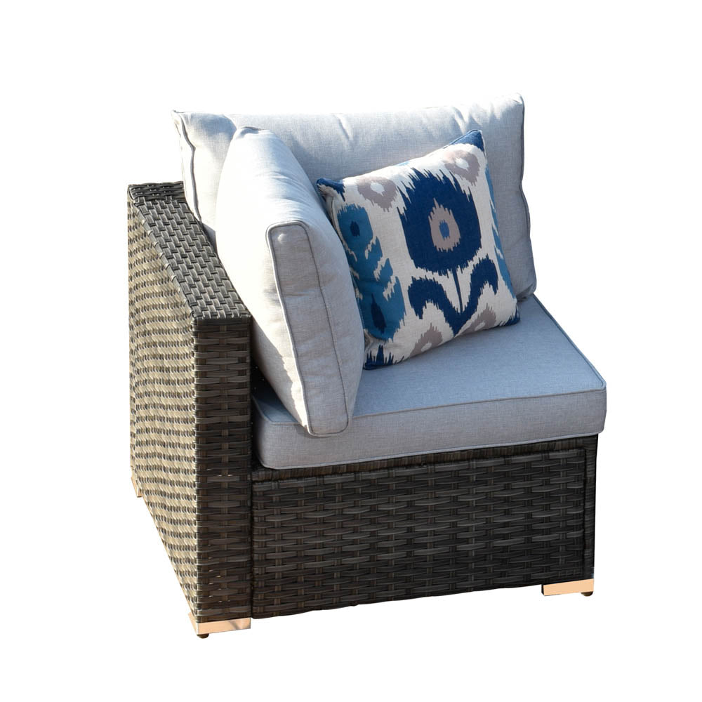 OVIOS Patio Furniture 8-Piece Outdoor Sectional Sofa Set with Wicker Rocking Swivel Chairs and 30'' Fire Pit