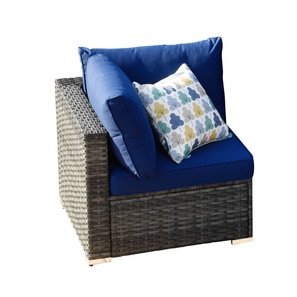 OVIOS Patio Furniture Set 14-Piece with All Weather Rattan Wicker Sofa and Tempered Glass Table