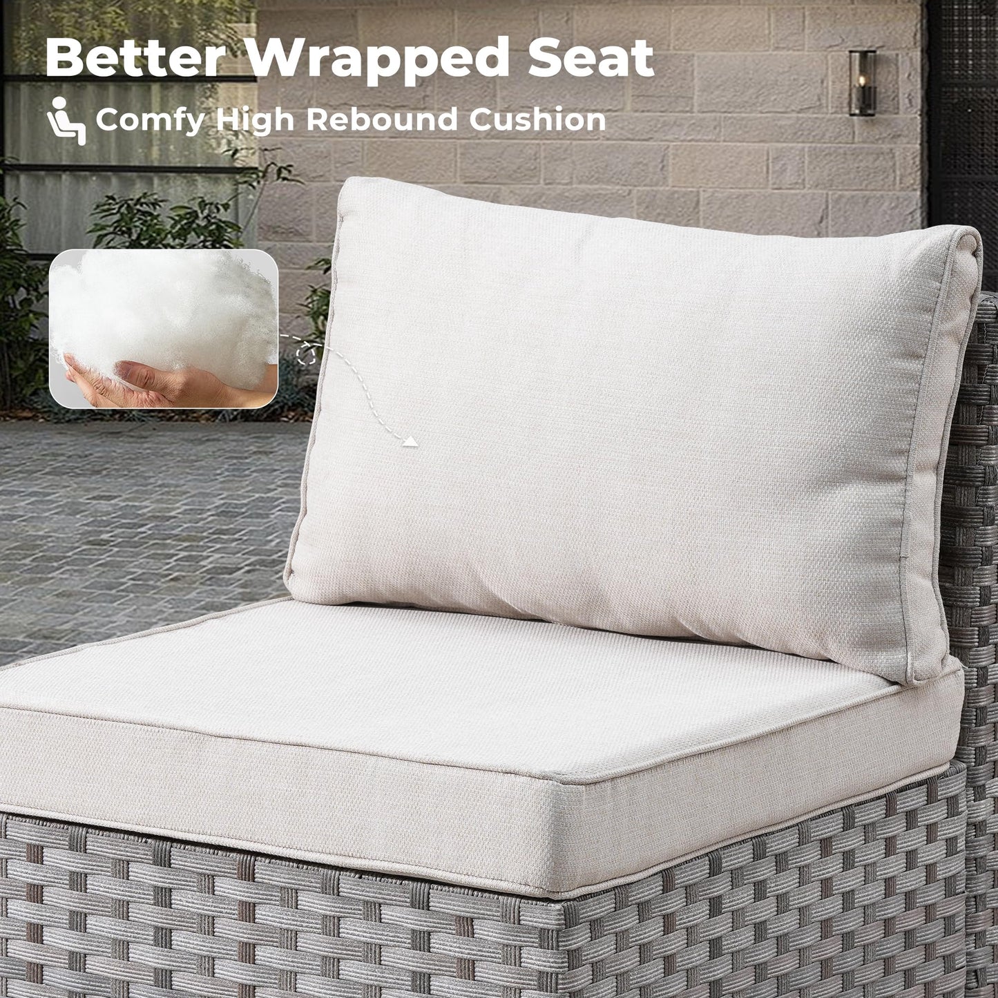 OVIOS 6 Pieces Outdoor Sectional Sofa with 7.68'' Broad Handrails