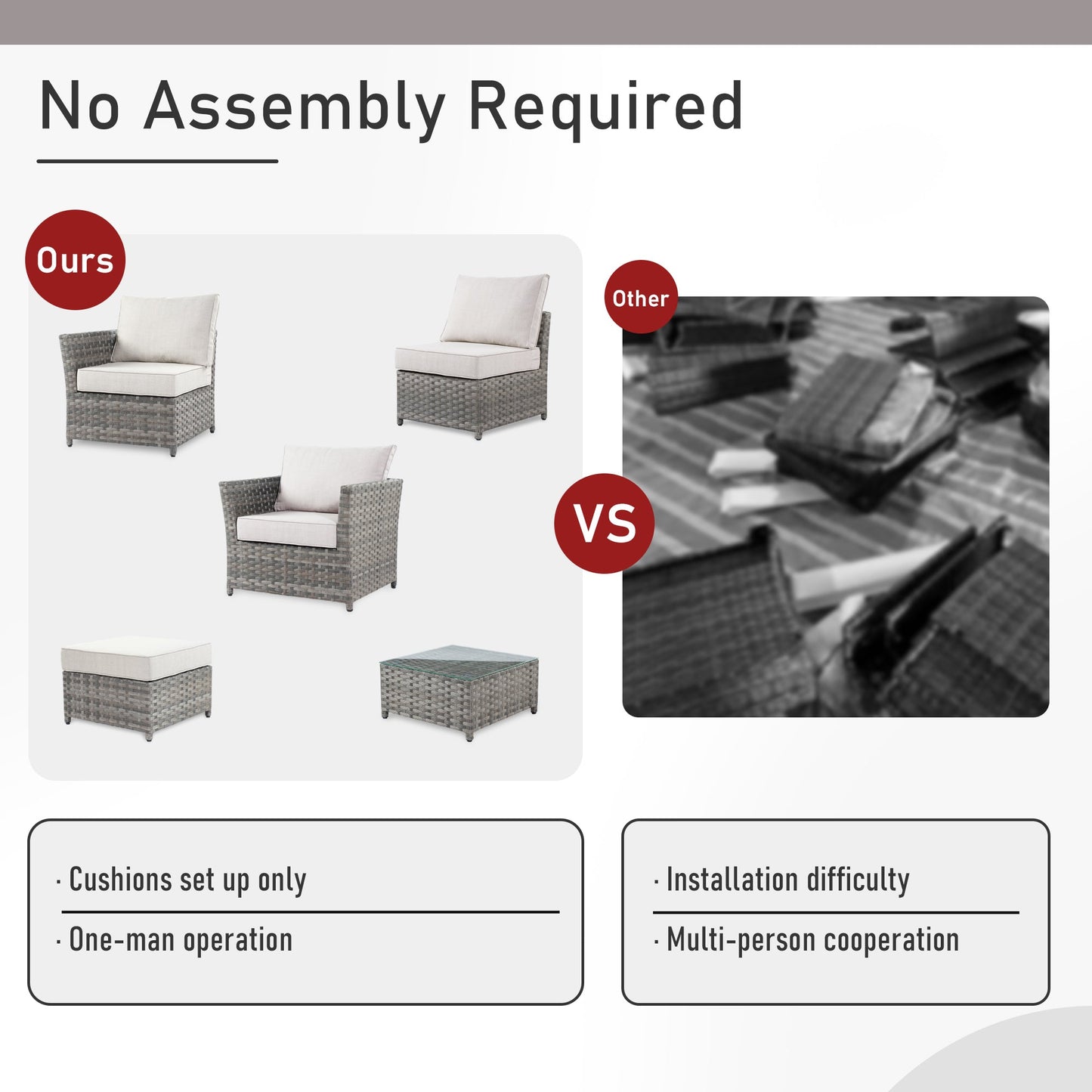 OVIOS Patio Furniture Set 10-Piece include 42"Rectangle Fire Pit Table&Swivel Chairs, Partially Assembled,BRS Series