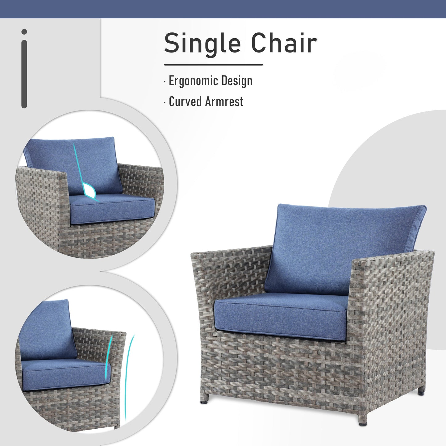 OVIOS Patio Furniture Set 10-Piece include 42"Rectangle Fire Pit Table&Swivel Chairs, Partially Assembled,BRS Series
