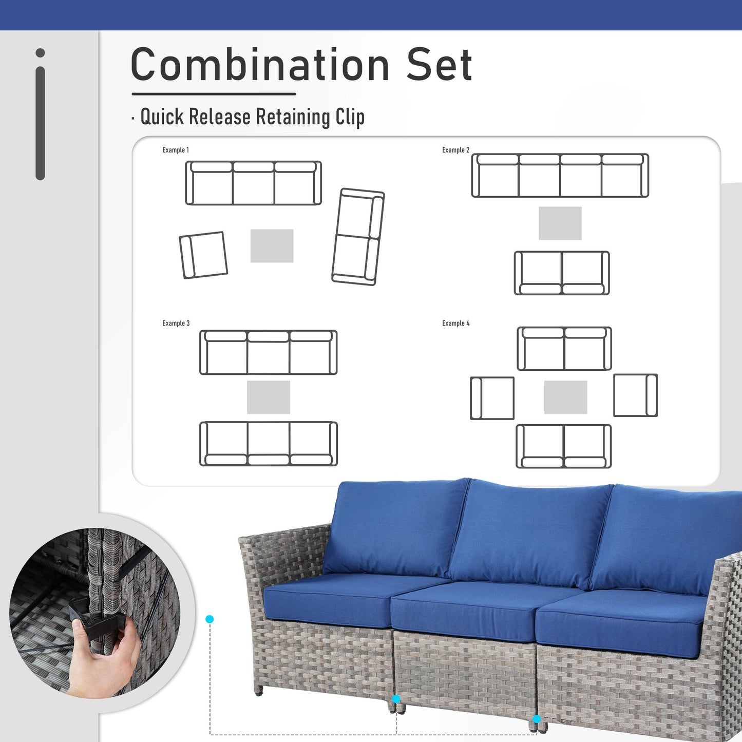 OVIOS Patio Furniture Set 10-Piece include 42"Rectangle Fire Pit Table&Swivel Chairs, Partially Assembled,BRS Series