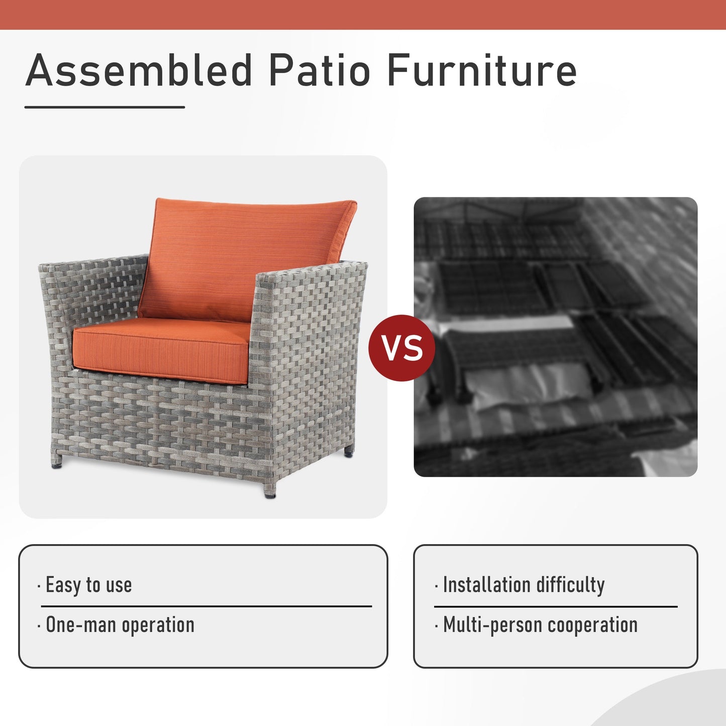OVIOS Patio Furniture Set 10-Piece include 42"Rectangle Fire Pit Table&Swivel Chairs, Partially Assembled,BRS Series