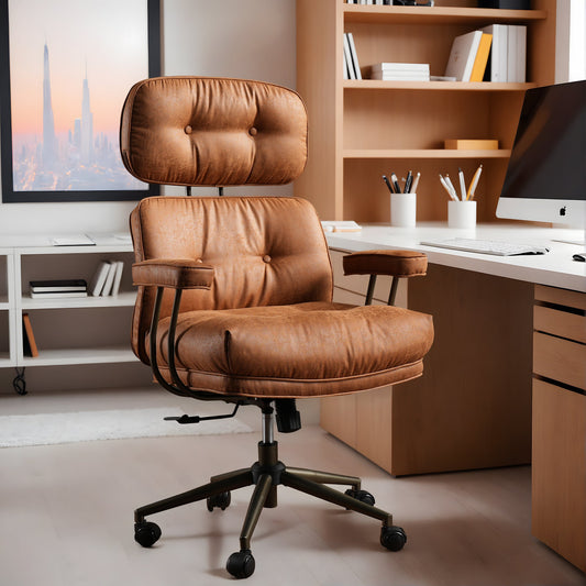 OVIOS Office Executive Chair Oversize Cushions Suede Fabric