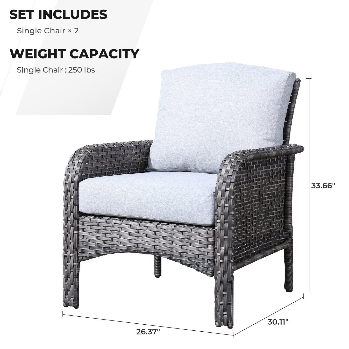 Ovios Patio Furniture Set New August 4 Piece High Back All Weather PE Wicker