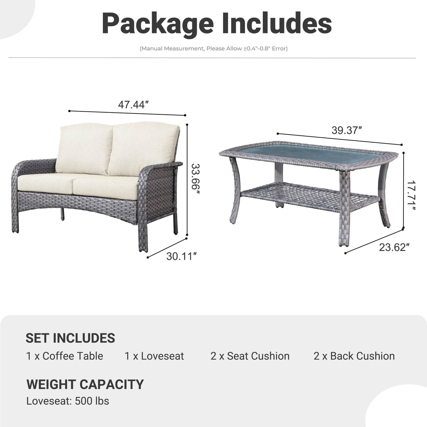 Ovios Patio Furniture Set New August 4 Piece High Back All Weather PE Wicker