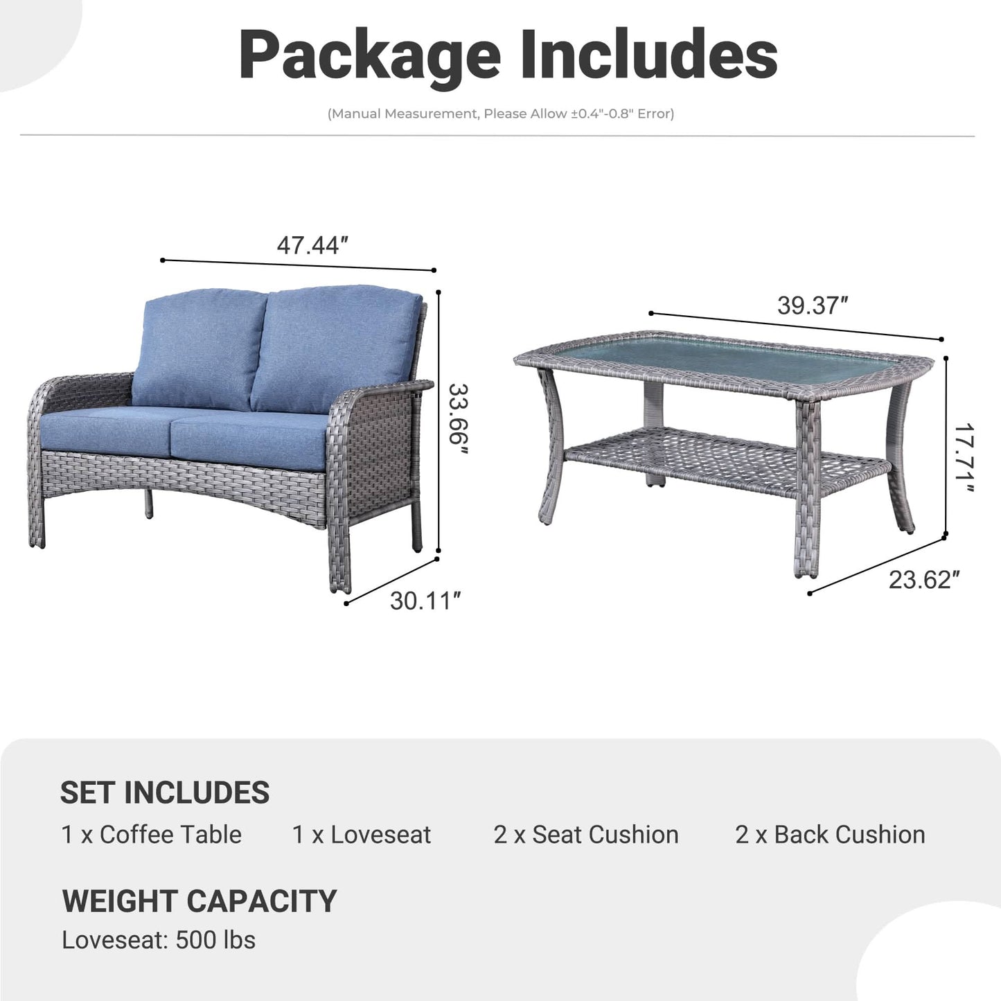 Ovios Patio Furniture Set New August 4 Piece High Back All Weather PE Wicker