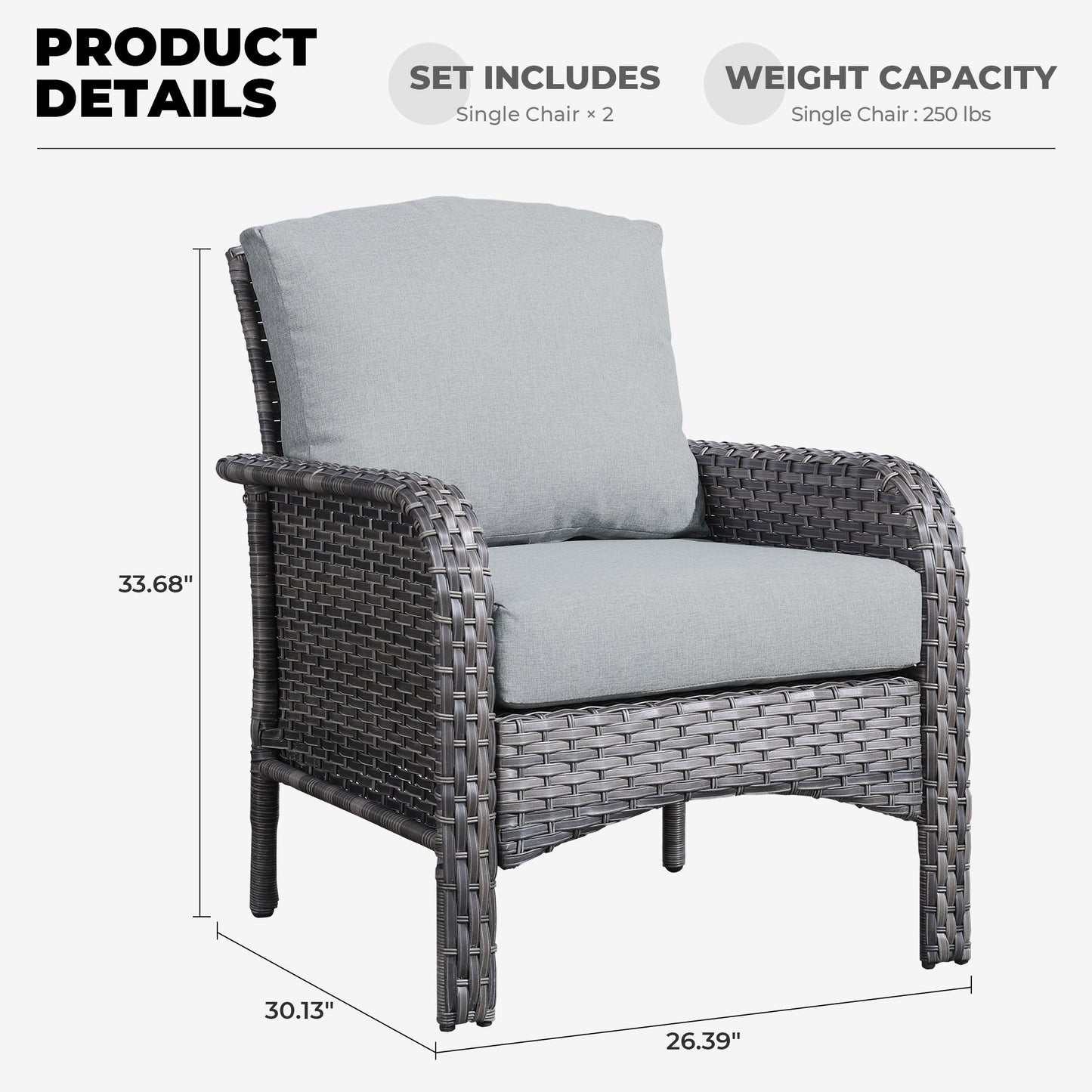Ovios Patio Furniture Set New August 4 Piece High Back All Weather PE Wicker