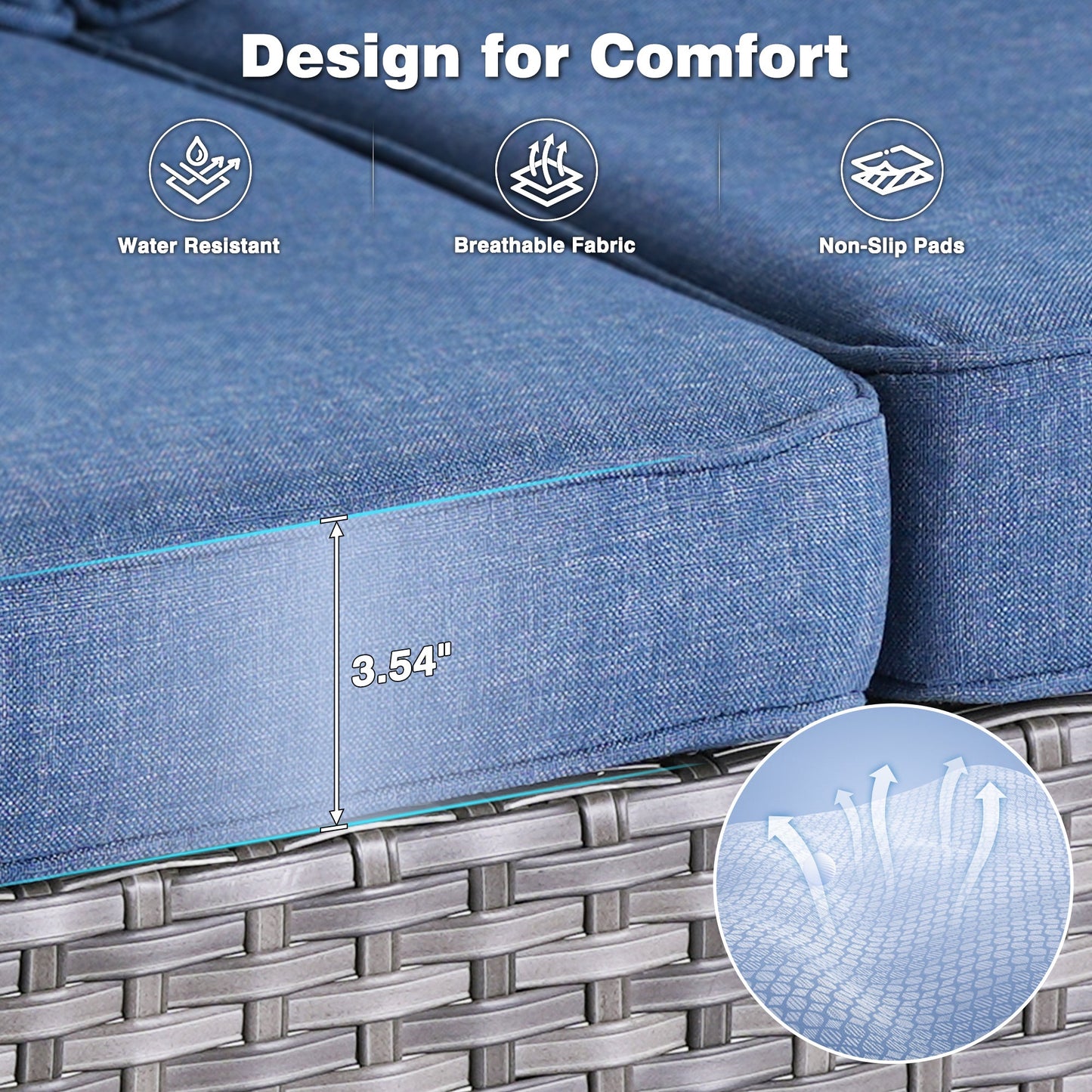 Ovios Patio Furniture Set 7-Piece With Cushions Kenard Curved Handrest
