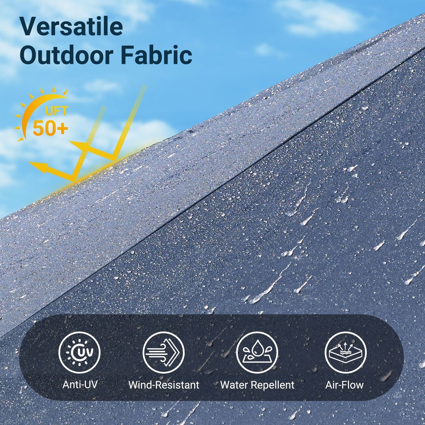 OVIOS 15ft Solar Patio Umbrella with APP/Remote Control, RGB LED Lights & Heavy Base