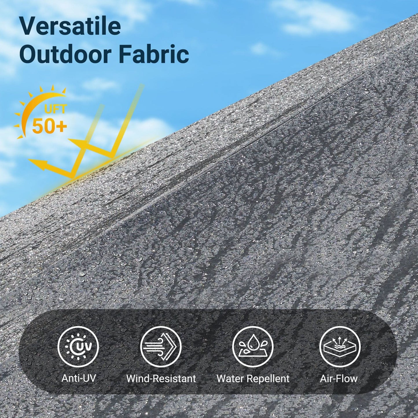 OVIOS 15ft Solar Patio Umbrella with APP/Remote Control, RGB LED Lights & Heavy Base