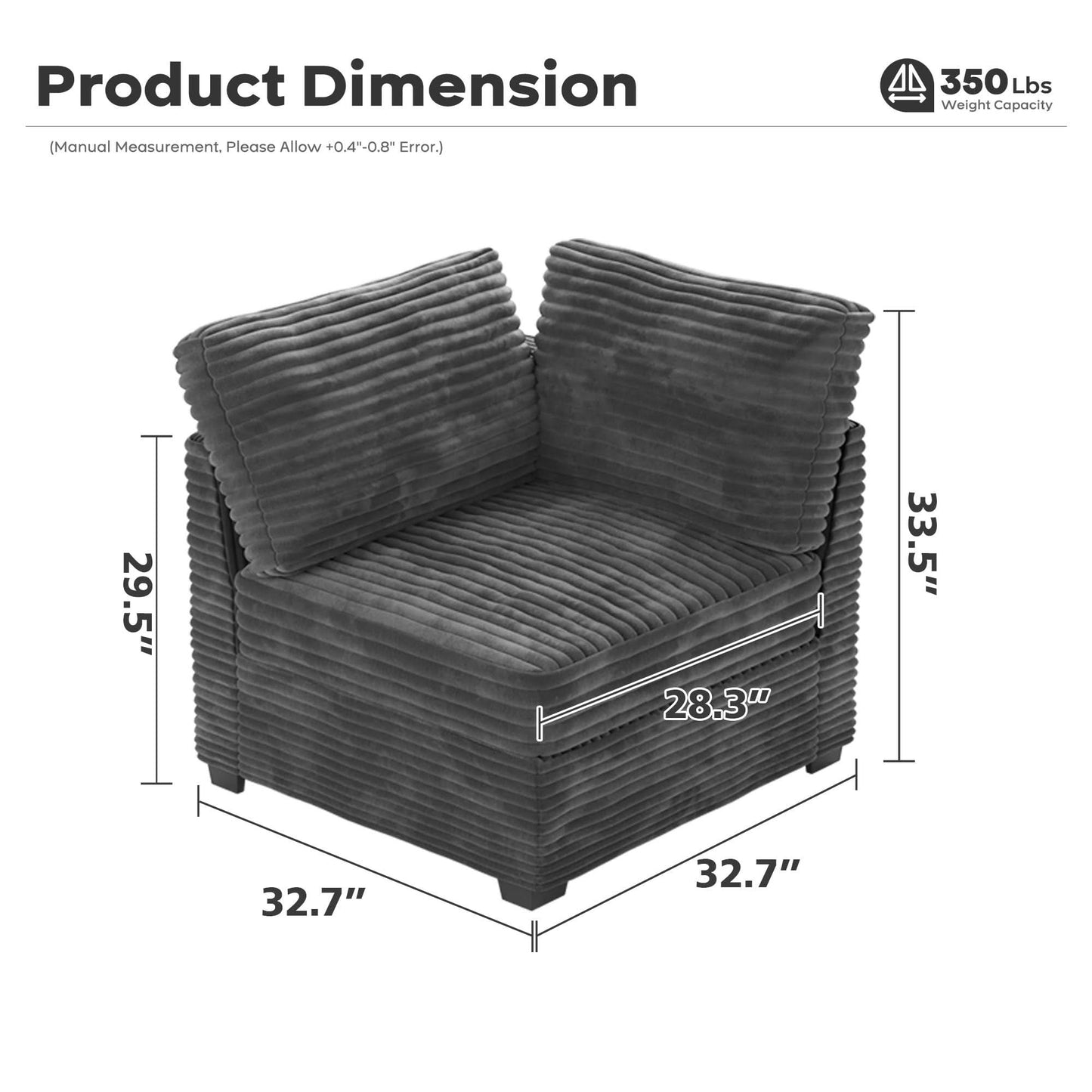 OVIOS Modular Sectional Sofa Couch with Oversized Chaise