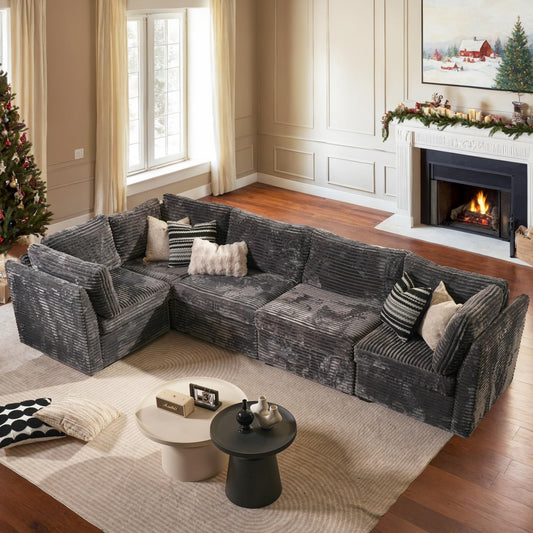 Ovios 130.7" Modular Sectional Sofa Couch, L-Shaped Minimalist Couches with Convertible Chaise