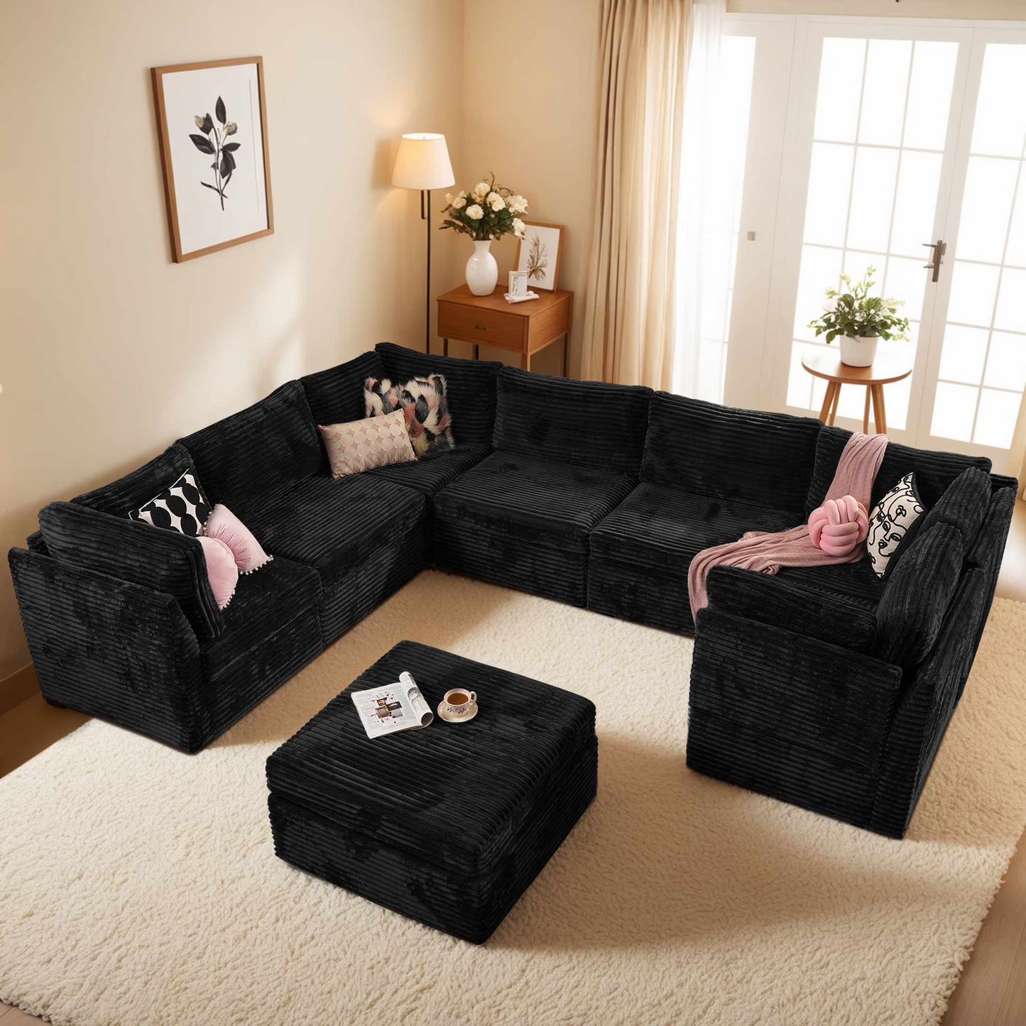 OVIOS Modular Sectional Sofa Couch with Oversized Chaise